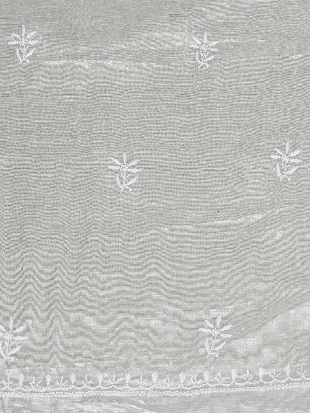 Ada Hand Embroidered Grey Tissue Lucknowi Chikankari Unstitched Kurta Dupatta Set 01A653371