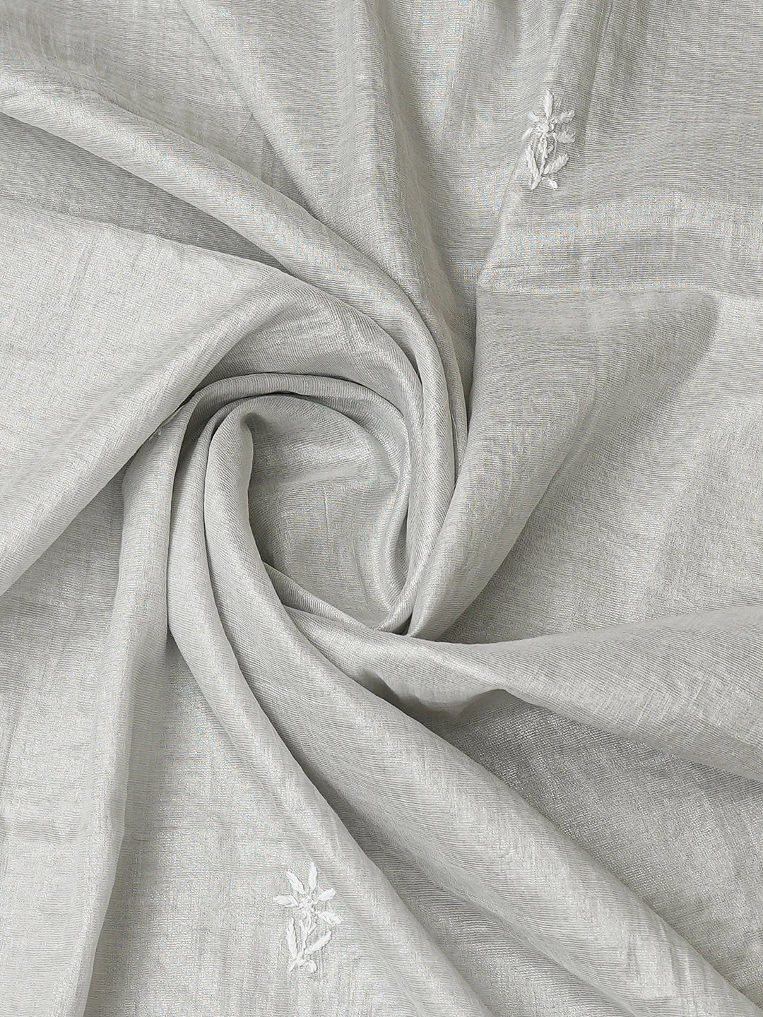 Ada Hand Embroidered Grey Tissue Lucknowi Chikankari Unstitched Kurta Dupatta Set 01A653371