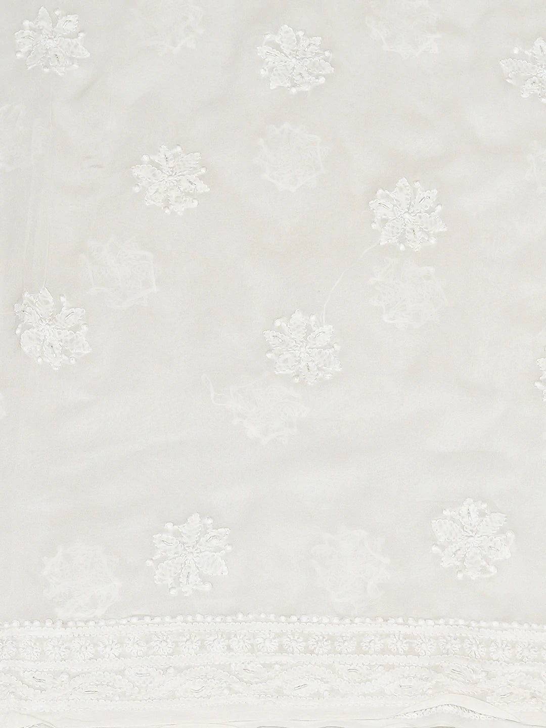Ada Hand Embroidered White Viscose Georgette Lucknowi Chikankari Unstitched Kurta Dupatta Set With Cutdana Work 01A699474