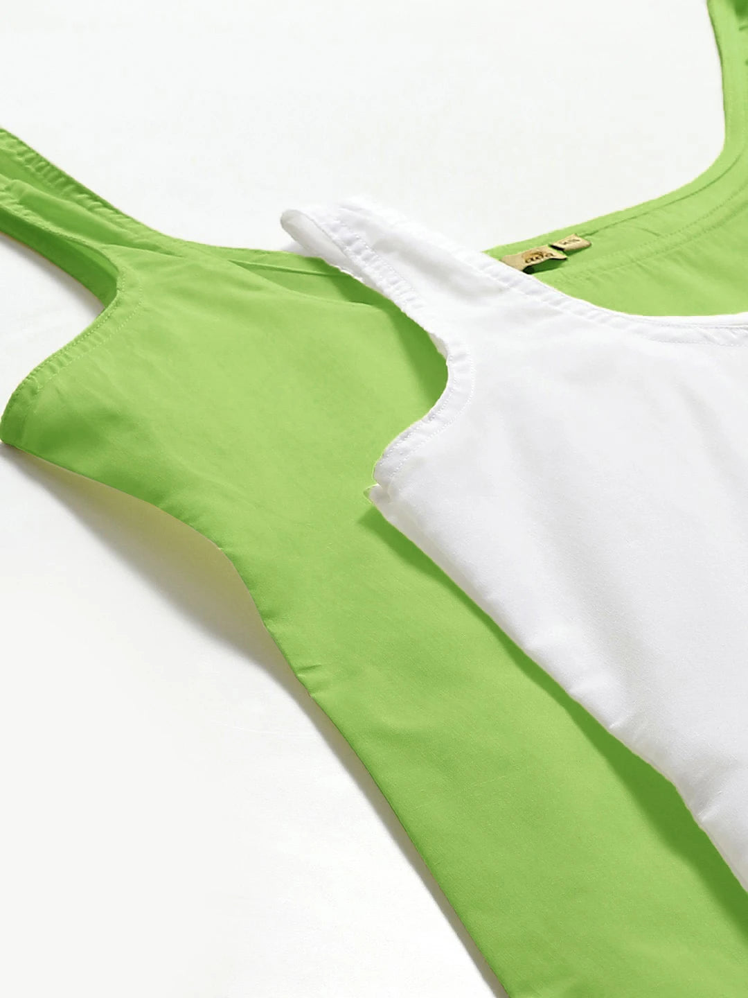 Ada Lime Green and White Cotton Long Slips Combo of 2  A279853.