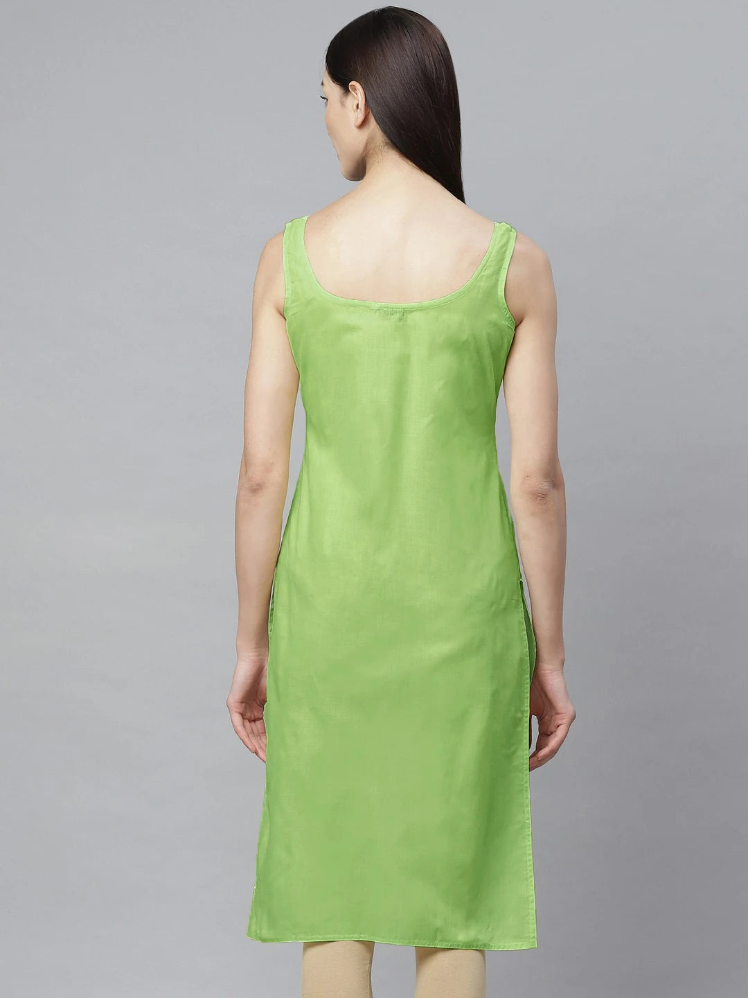 Ada Lime Green and White Cotton Long Slips Combo of 2  A279853.