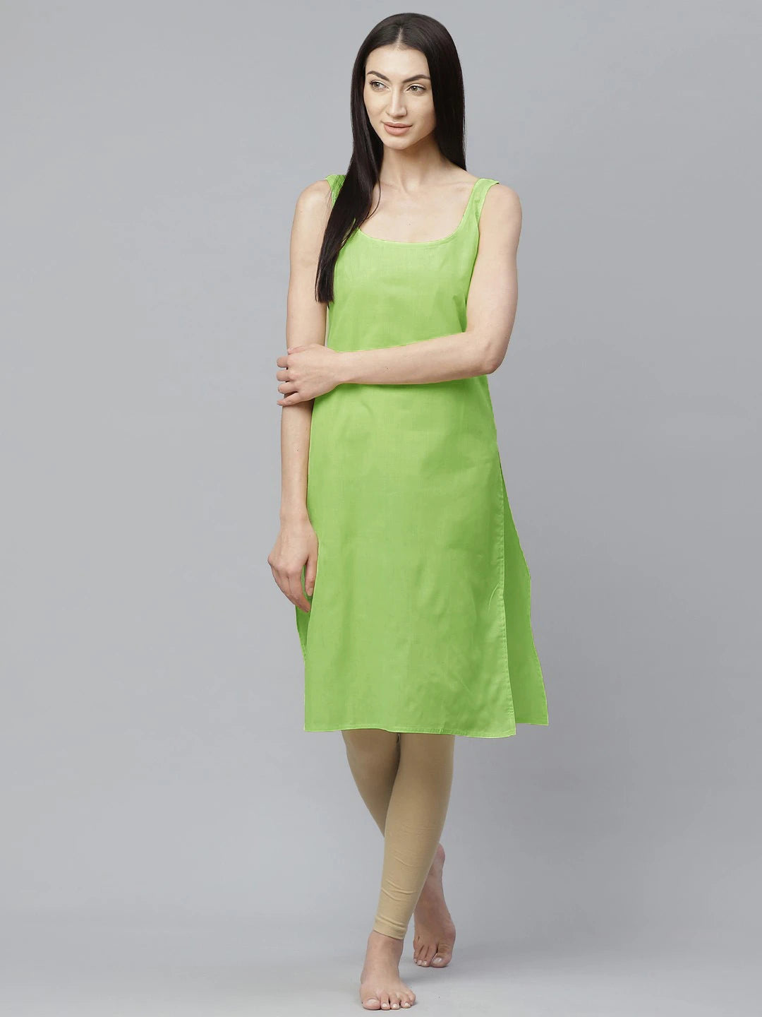 Ada Lime Green and Black Cotton Long Slips Combo of 2  A286113.