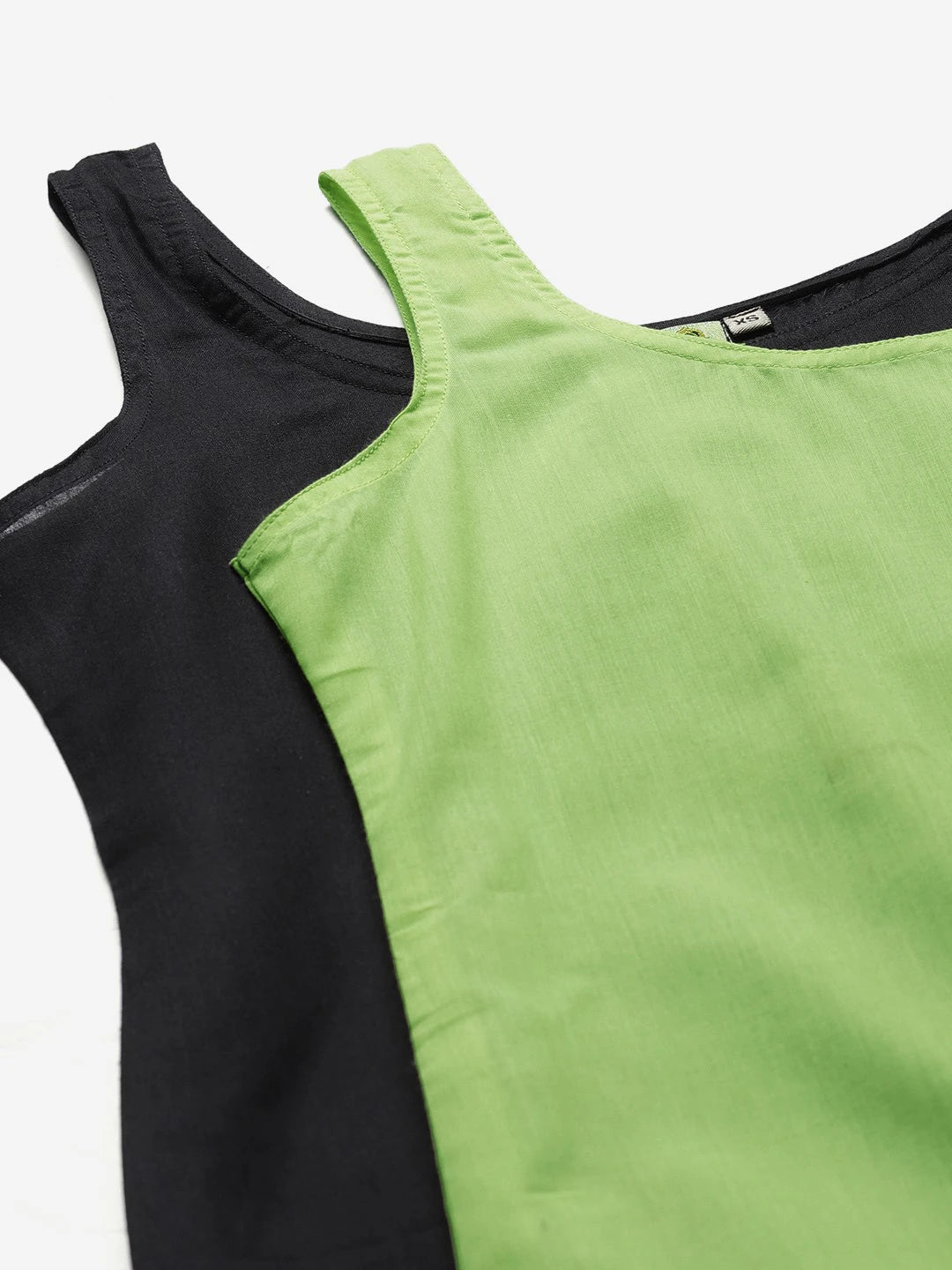 Ada Lime Green and Black Cotton Long Slips Combo of 2  A286113.