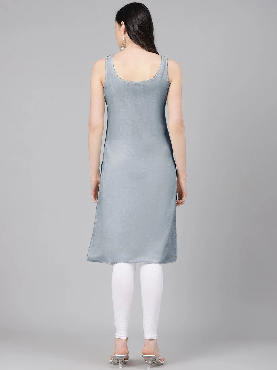 Ada Grey and White Cotton Long Slips Combo of 2  A307523.