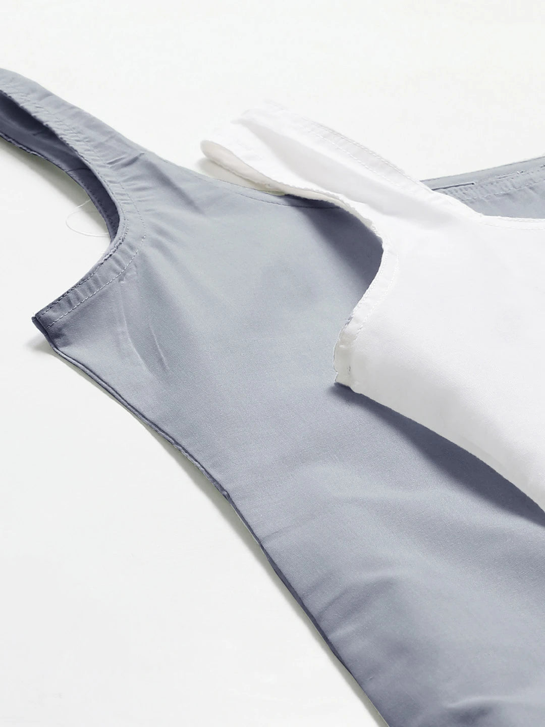 Ada Grey and White Cotton Long Slips Combo of 2  A307523.