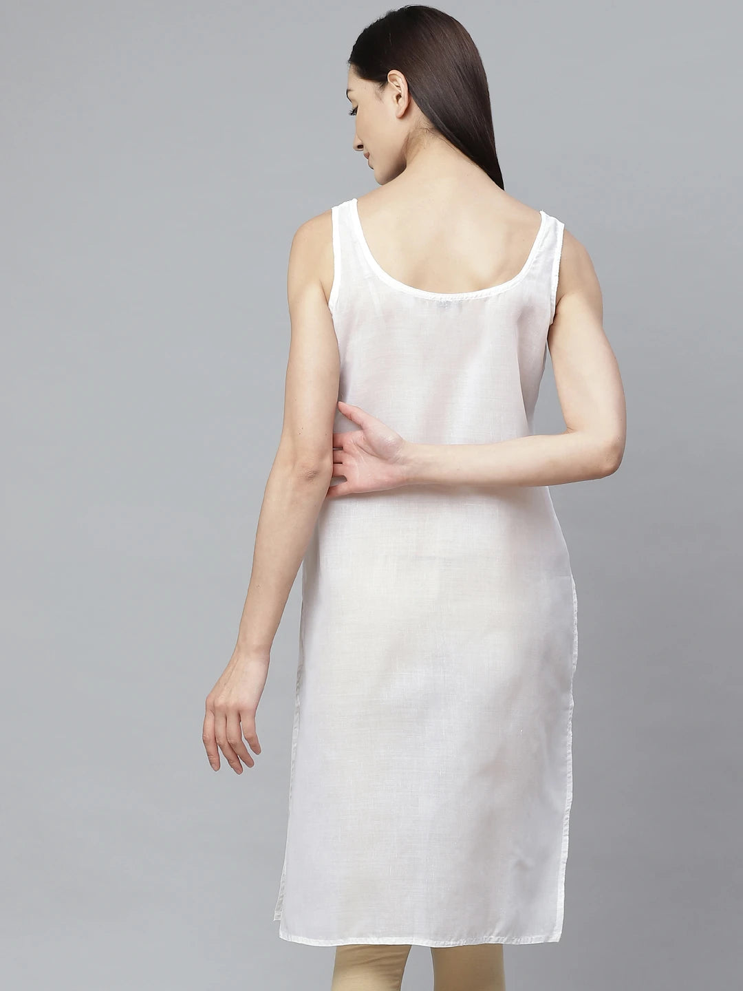 Ada Grey and White Cotton Long Slips Combo of 2  A307523.