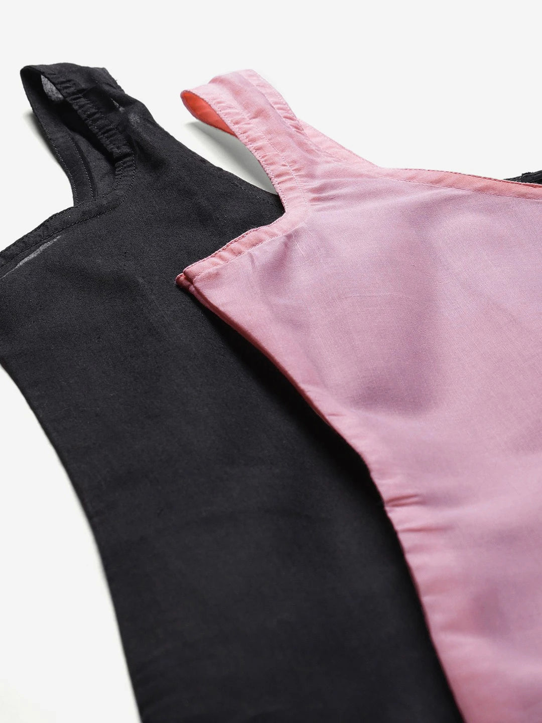 Ada Pink and Black Cotton Long Slips Combo of 2 A286389.