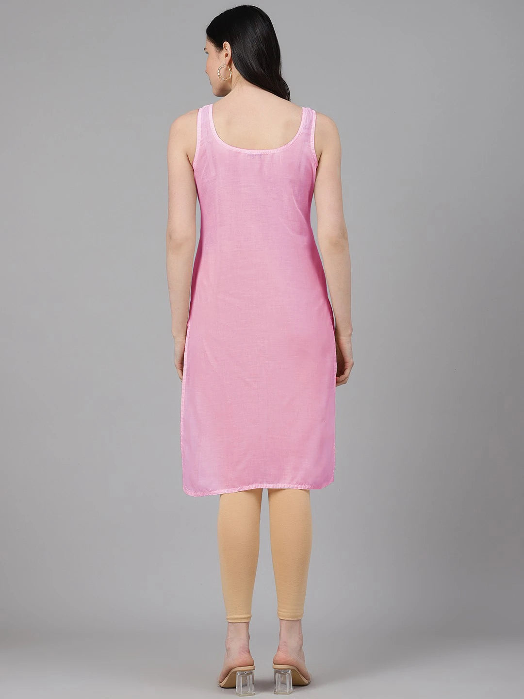 Ada Pink and Black Cotton Long Slips Combo of 2 A286389.