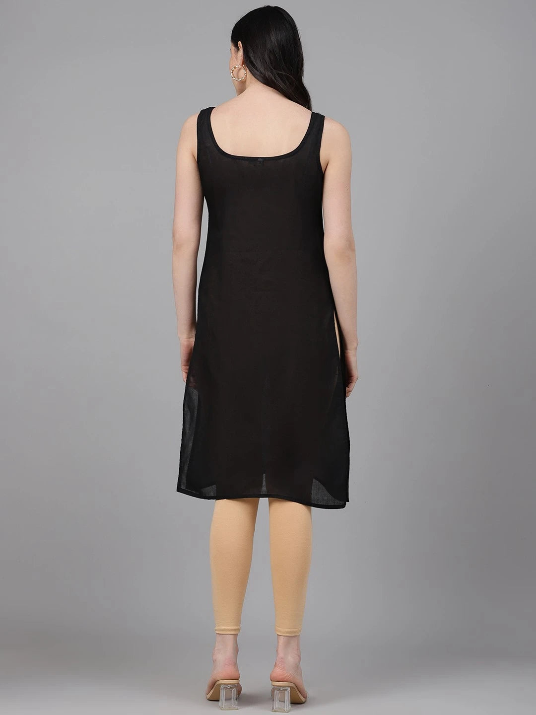 Ada Pink and Black Cotton Long Slips Combo of 2 A286389.