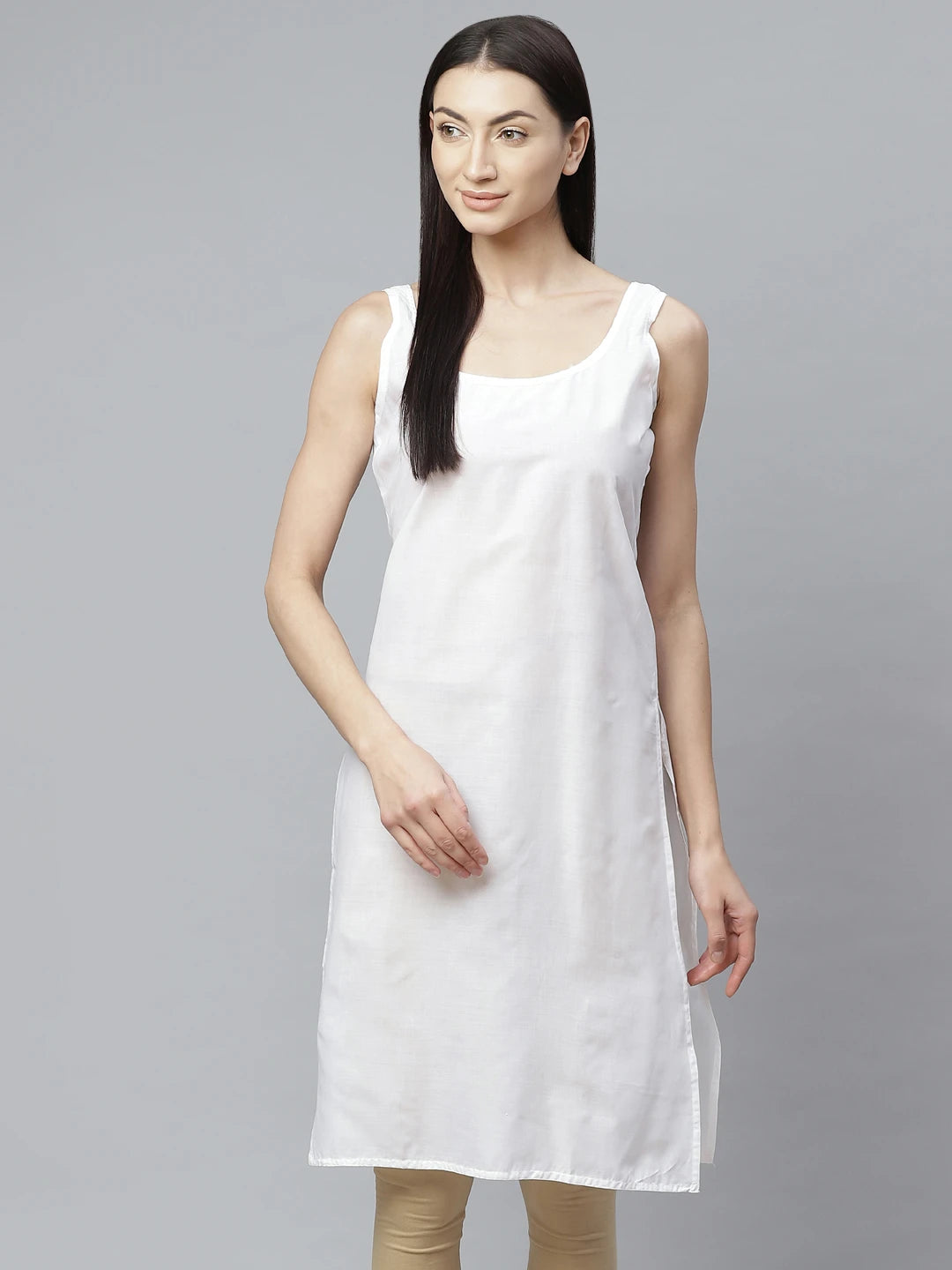 Ada Pink and White Cotton Long Slips Combo of 2  A301648.