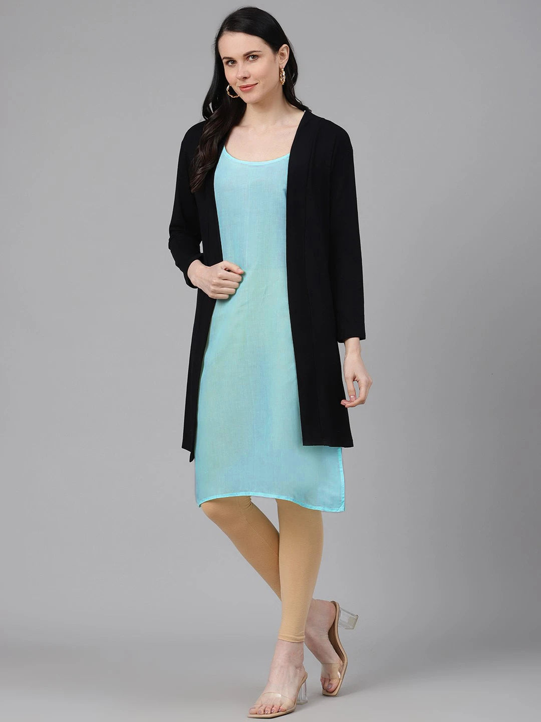 Ada Black and Light Blue Cotton Long Slips Combo of 2  A294630.