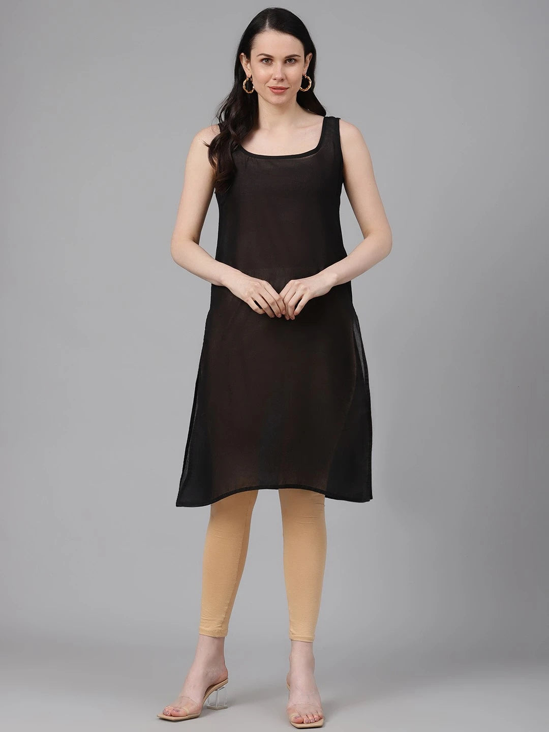 Ada Black and Light Blue Cotton Long Slips Combo of 2  A294630.