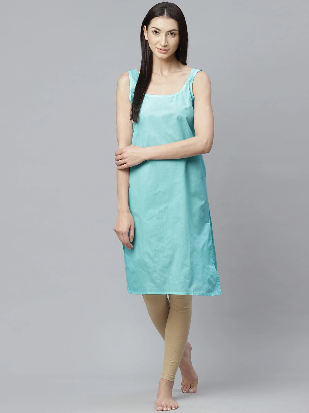 Ada White and Light Blue Cotton Long Slips Combo of 2 A294700.