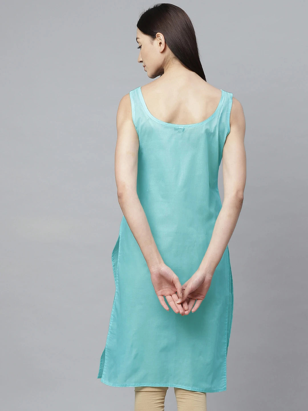 Ada White and Light Blue Cotton Long Slips Combo of 2 A294700.