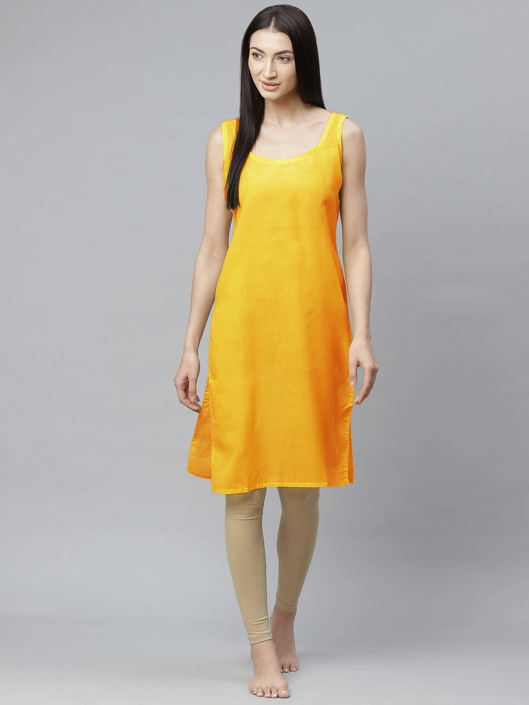 Ada Yellow and White Cotton Long Slips Combo of 2 A279955.
