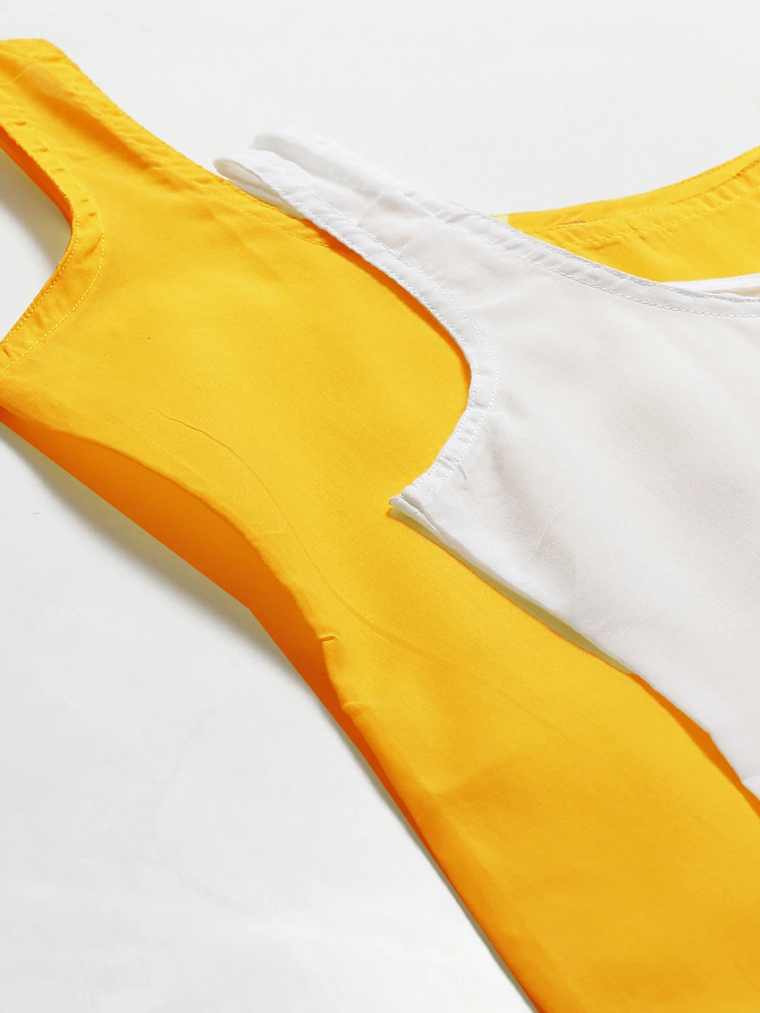 Ada Yellow and White Cotton Long Slips Combo of 2 A279955.
