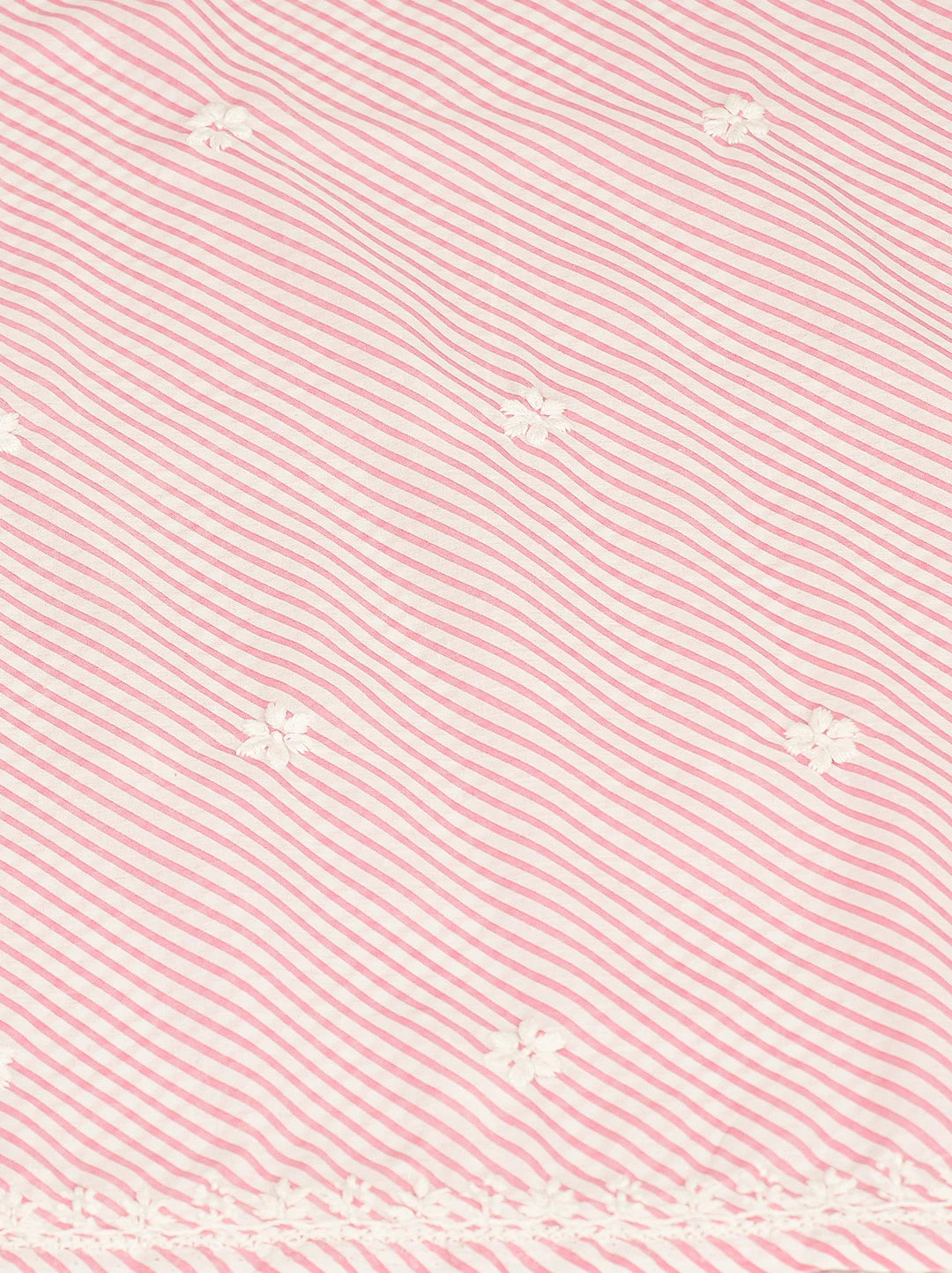 Ada Hand Embroidered Pink and White Lehariya Print Cotton Lucknowi Chikankari Unstitched Kurta Piece 01A799603
