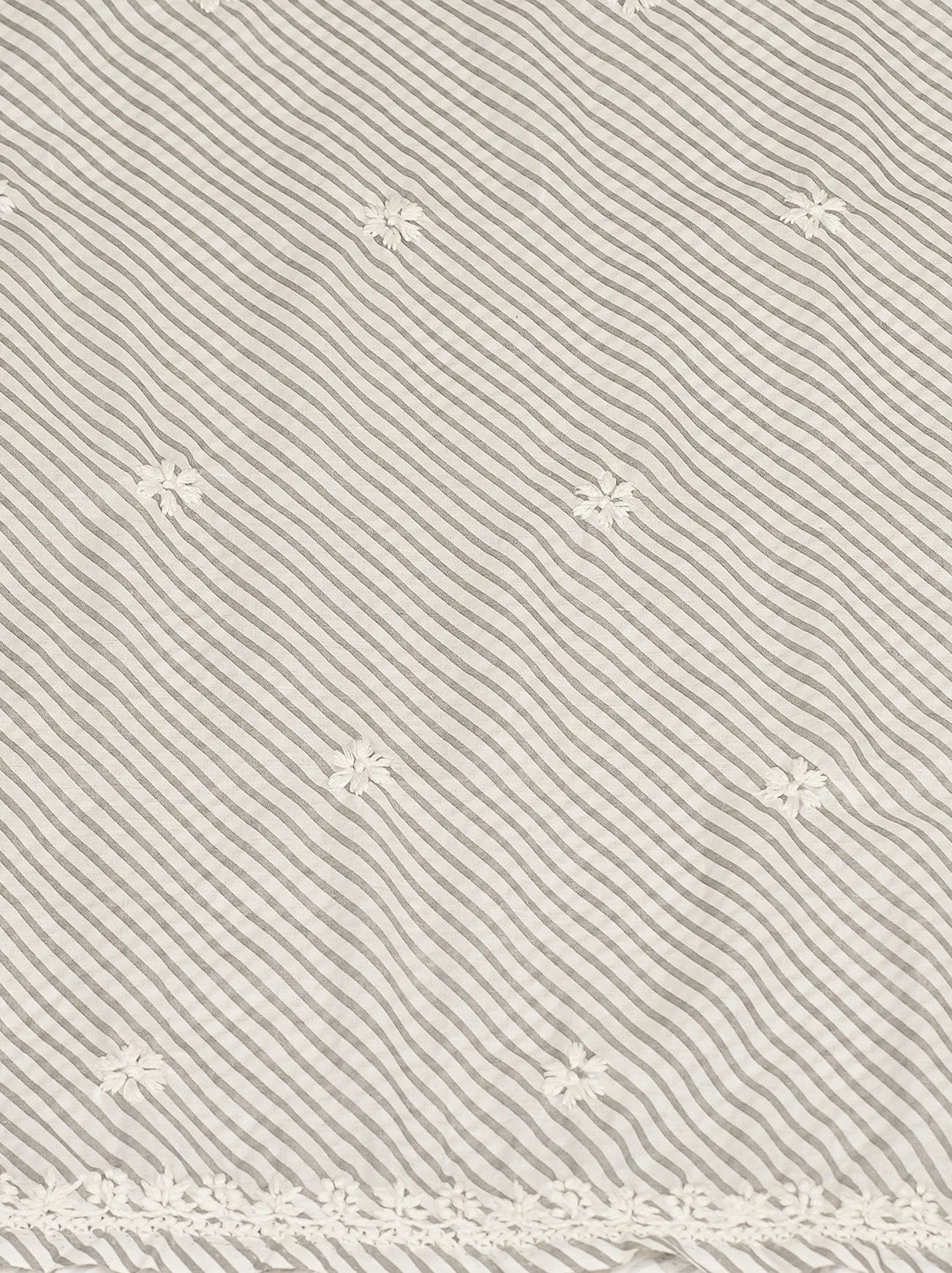 Ada Hand Embroidered Grey and White Lehariya Print Cotton Lucknowi Chikankari Unstitched Kurta Piece 01A799465