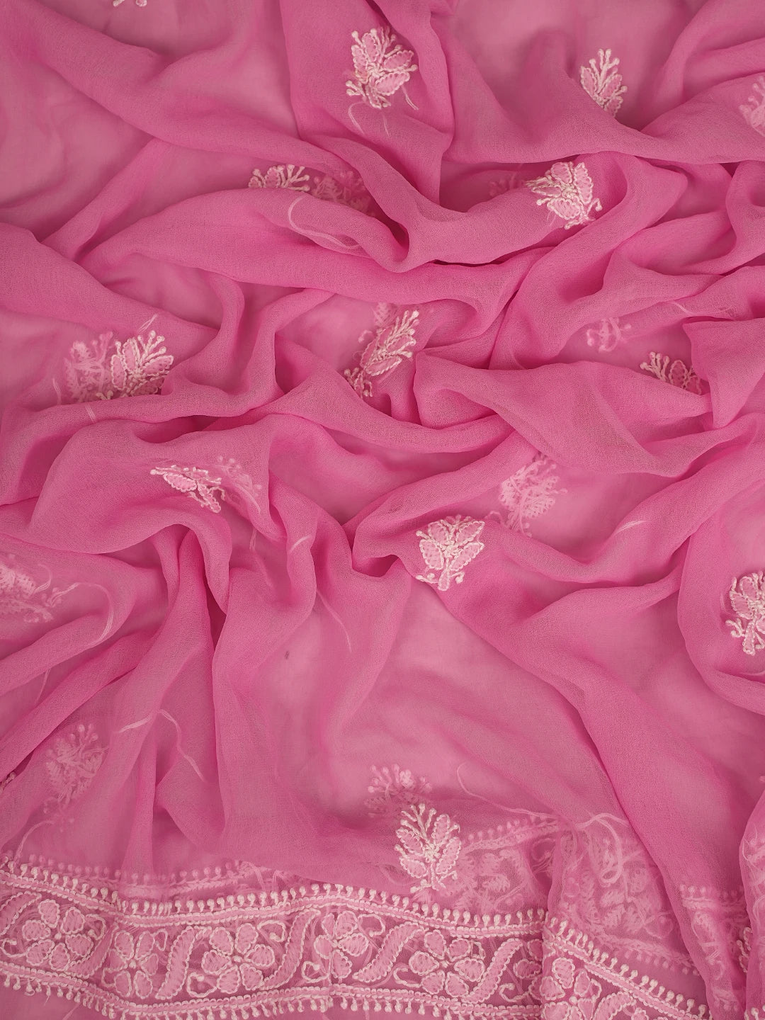 Ada Hand Embroidered Pink Georgette Lucknowi Chikankari Unstitched Suit Piece 01A779035