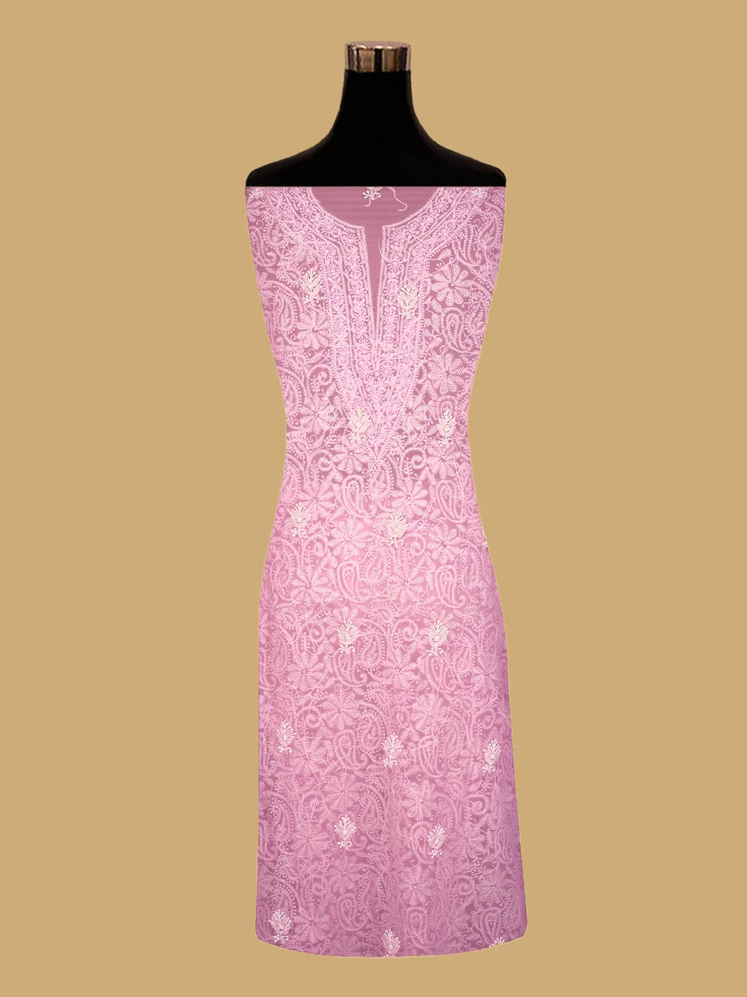 Ada Hand Embroidered Pink Georgette Lucknowi Chikankari Unstitched Suit Piece 01A779035