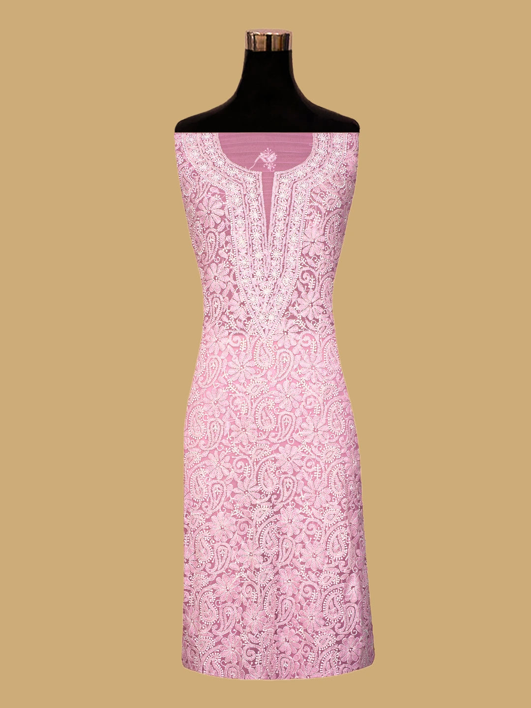 Ada Hand Embroidered Pink Georgette Lucknowi Chikankari Unstitched Suit Piece 01A779035
