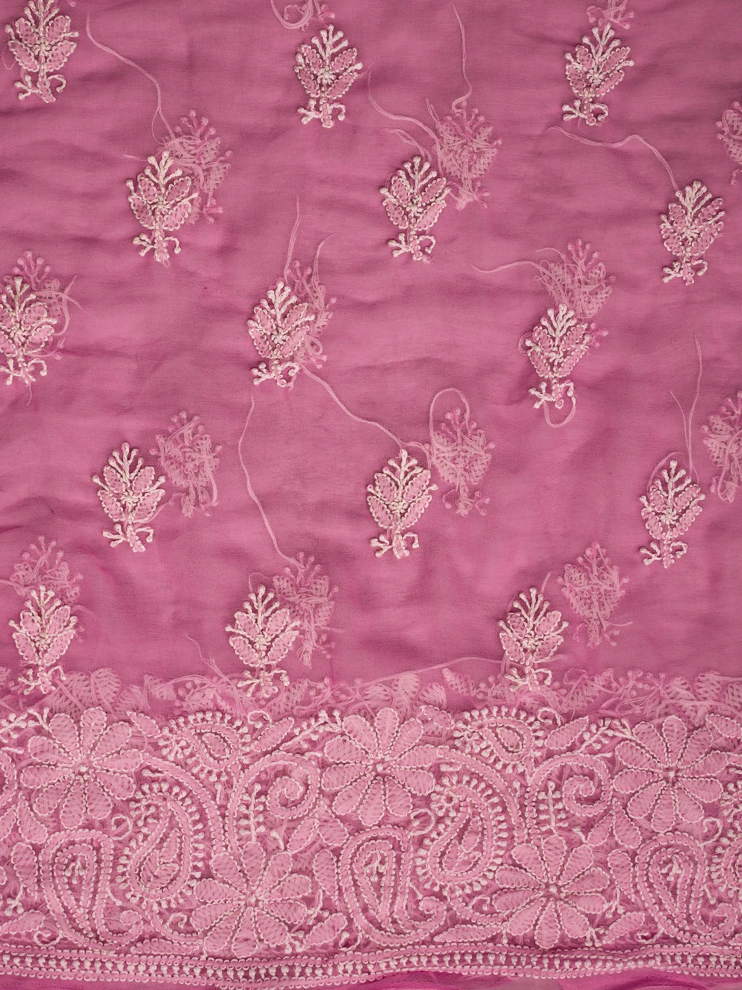 Ada Hand Embroidered Pink Georgette Lucknowi Chikankari Unstitched Suit Piece 01A779035