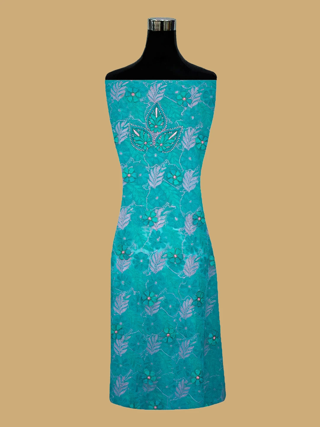 Ada Hand Embroidered Blue Georgette Lucknowi Chikankari Unstitched Suit Piece 01A779874