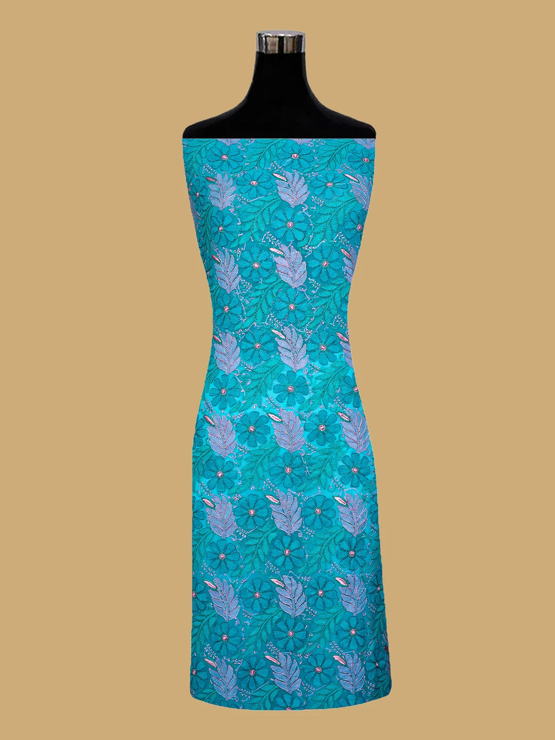 Ada Hand Embroidered Blue Georgette Lucknowi Chikankari Unstitched Suit Piece 01A779874