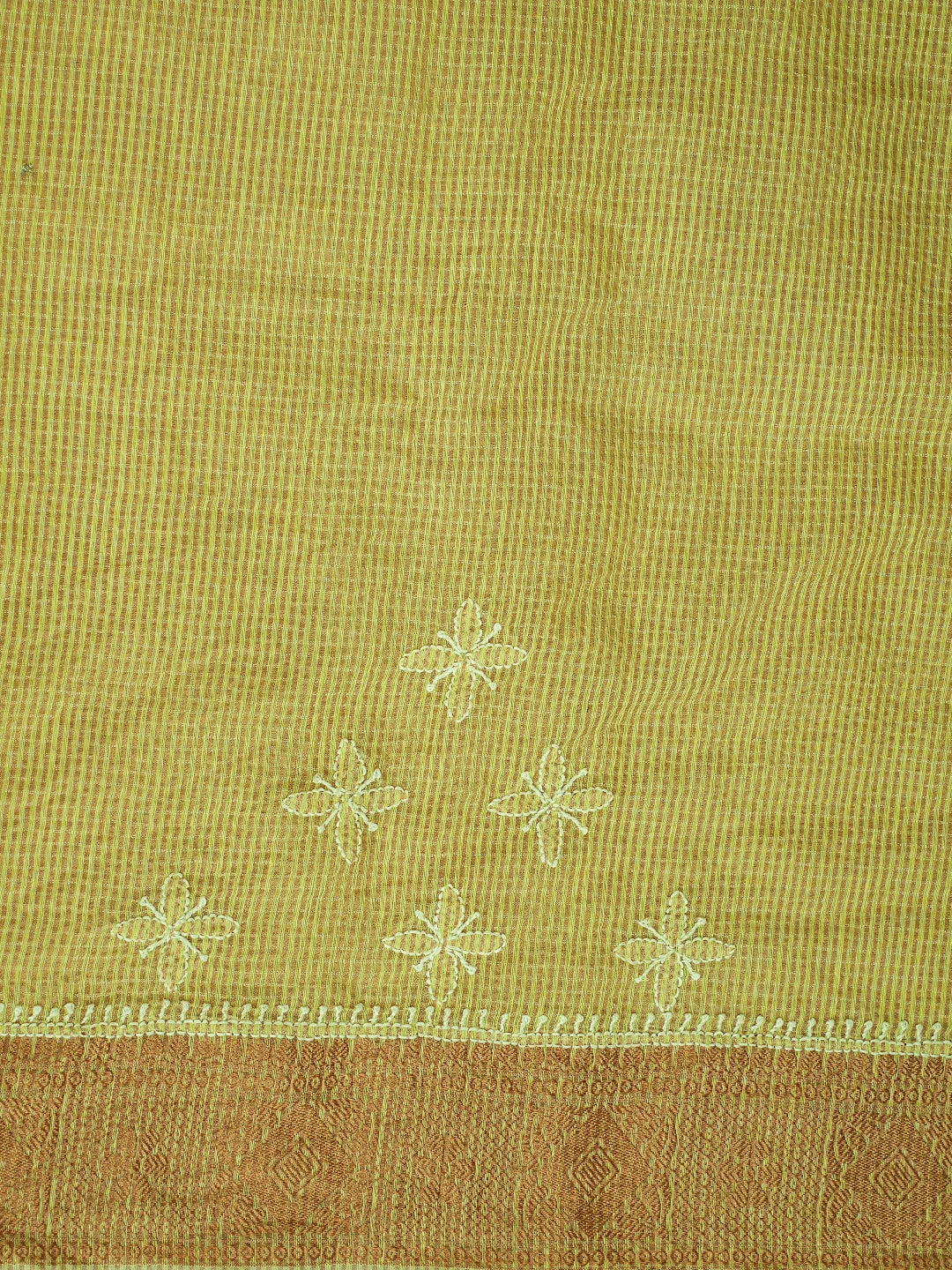 Ada Hand Embroidered Yellow Chanderi Lucknowi Chikankari Saree With Blouse 01A776478