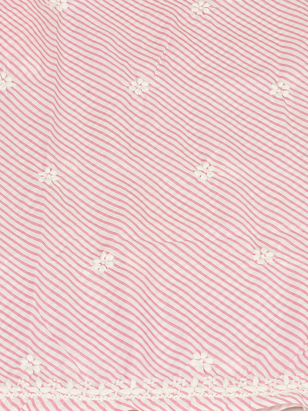 Ada Hand Embroidered Pink and White Lehariya Print Cotton Lucknowi Chikankari Unstitched Kurta Piece 01A799602