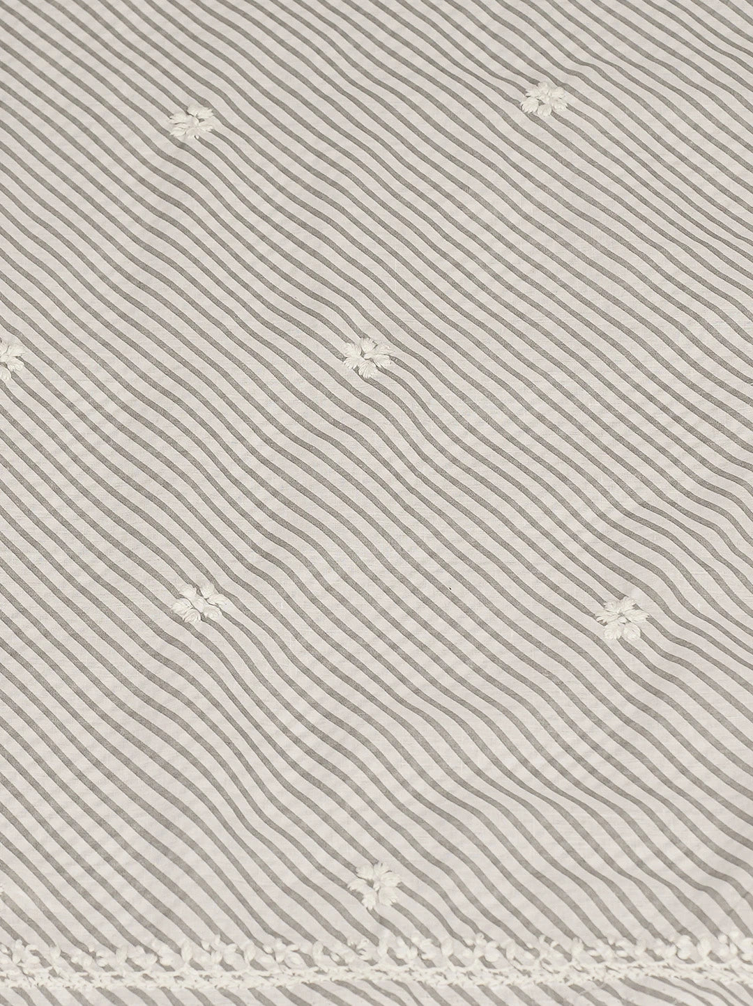 Ada Hand Embroidered Grey and White Lehariya Print Cotton Lucknowi Chikankari Unstitched Kurta Piece 01A799463