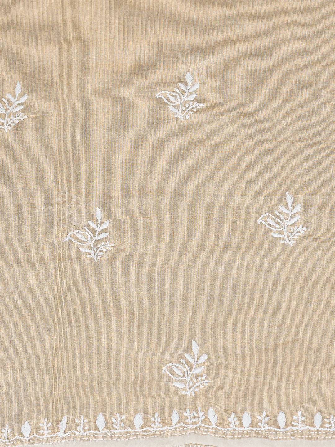 Ada Hand Embroidered Fawn Tissue Lucknowi Chikankari Unstitched Kurta Dupatta Set 01A750233