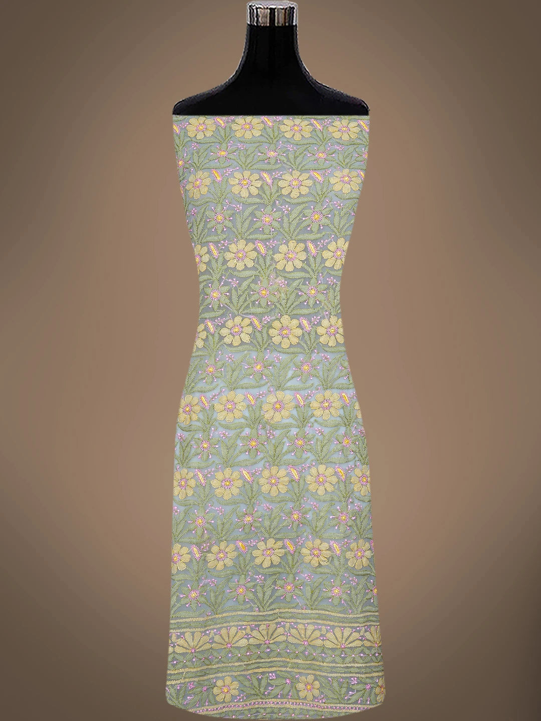 Ada Hand Embroidered Grey Georgette Lucknowi Chikankari Unstitched Suit Piece 01A799930
