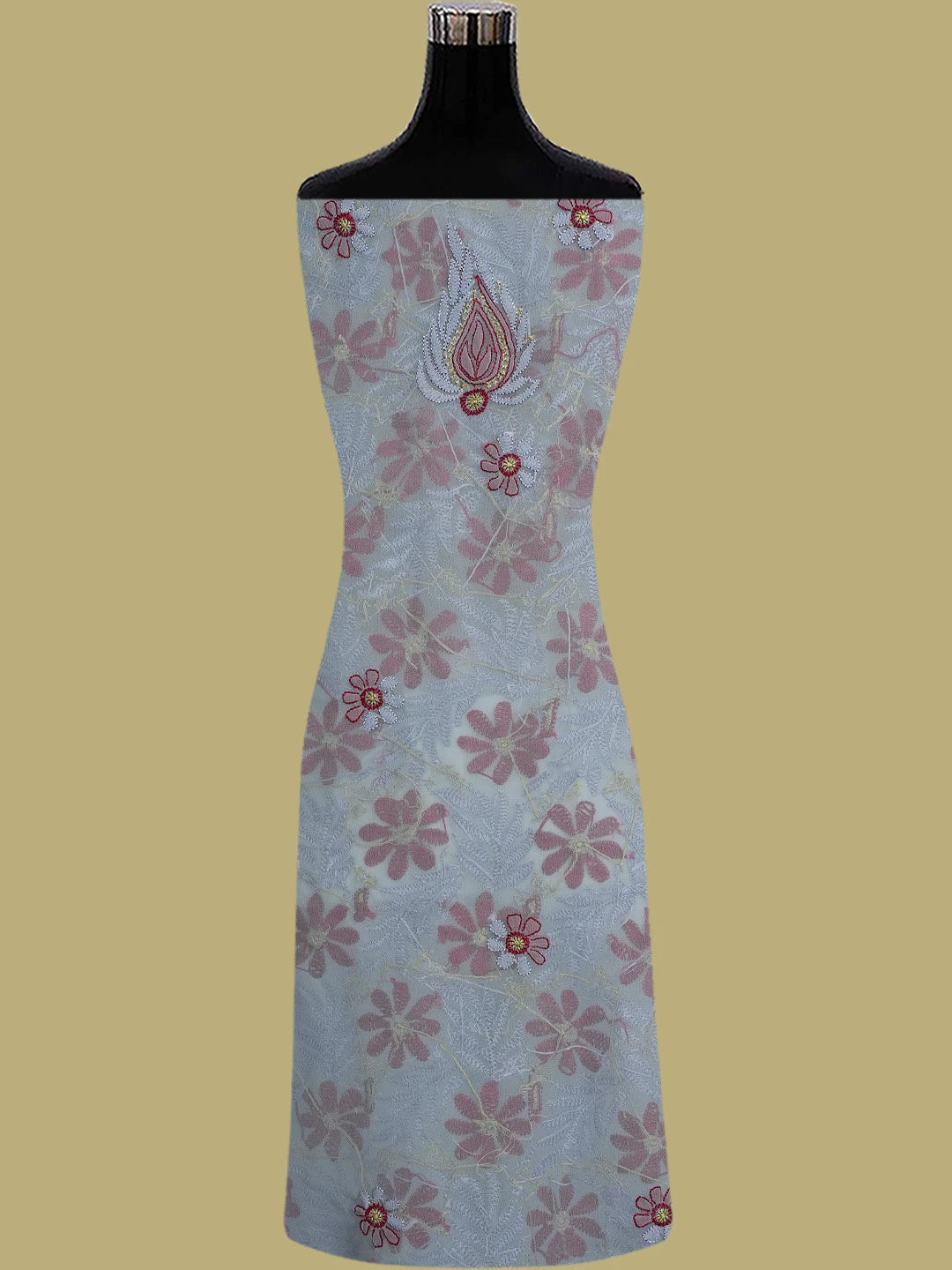 Ada Hand Embroidered Grey Georgette Lucknowi Chikankari Unstitched Suit Piece 01A799931