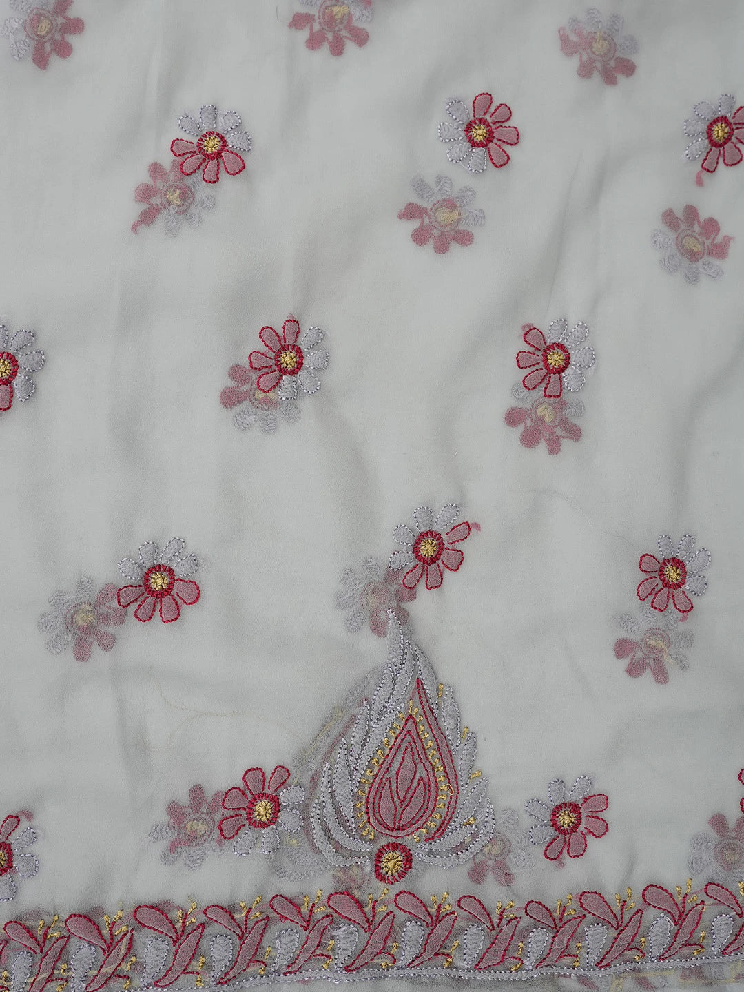 Ada Hand Embroidered Grey Georgette Lucknowi Chikankari Unstitched Suit Piece 01A799931