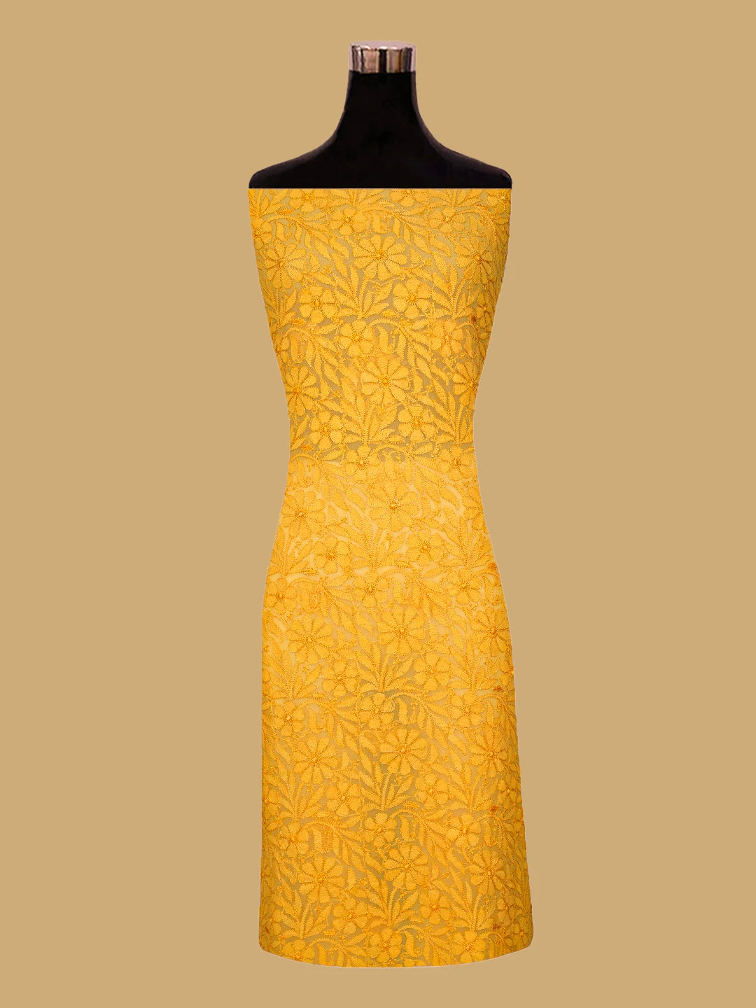 Ada Hand Embroidered Yellow Georgette Lucknowi Chikankari Unstitched Suit Piece 01A779904