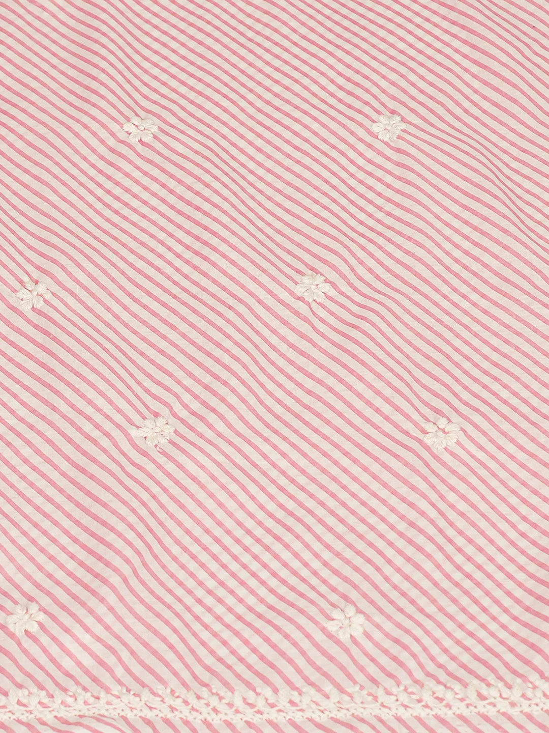Ada Hand Embroidered Pink and White Lehariya Print Cotton Lucknowi Chikankari Unstitched Kurta Piece 01A799598