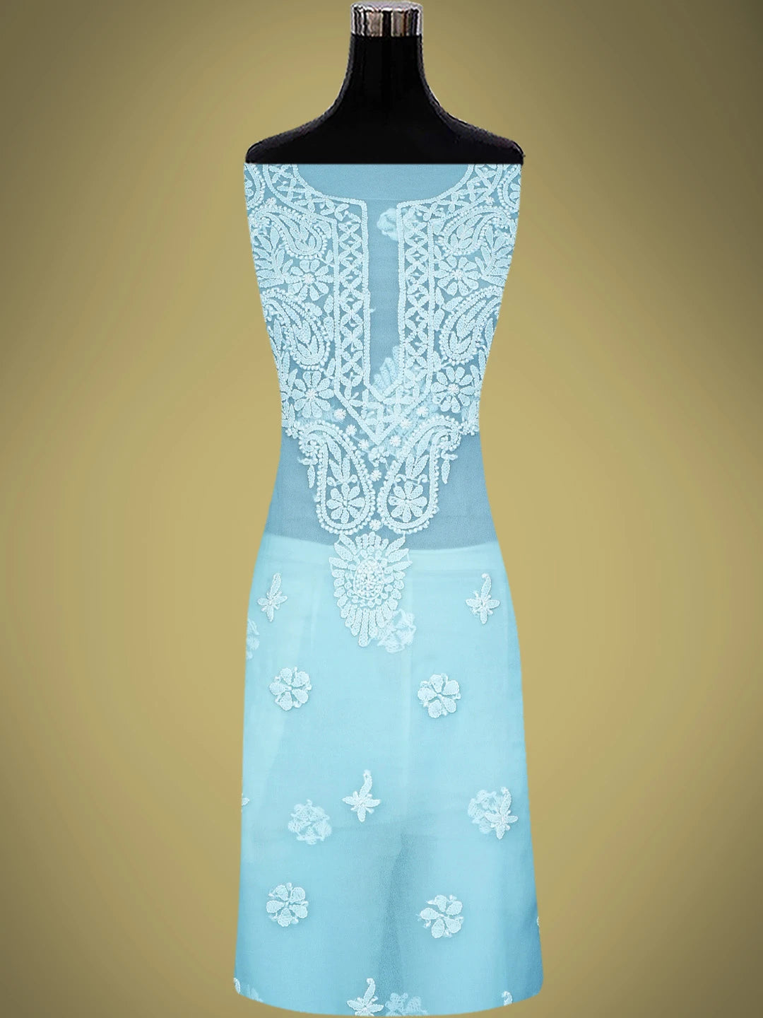 Ada Hand Embroidered Blue Georgette Lucknowi Chikankari Unstitched Suit Piece 01A798259