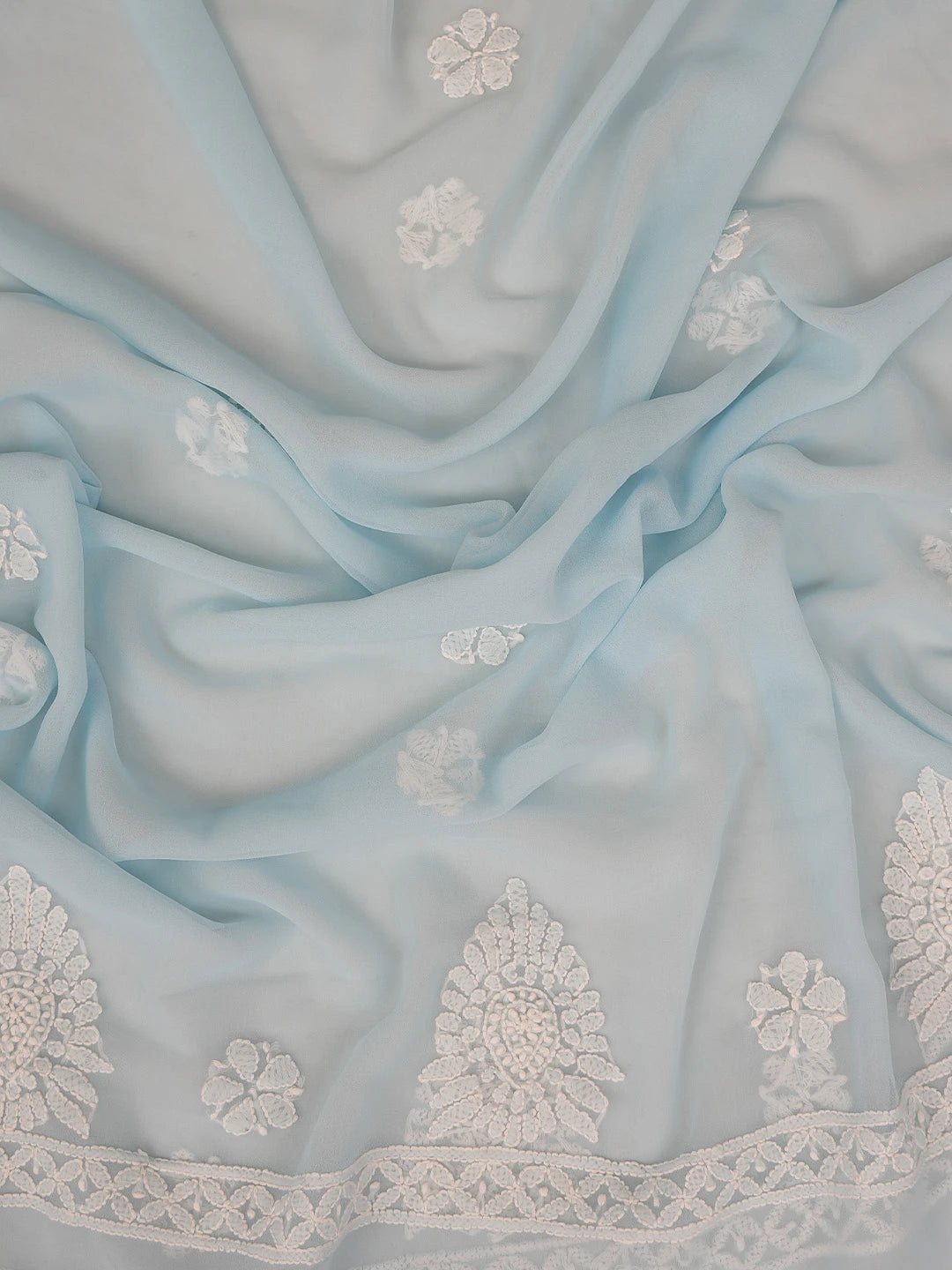 Ada Hand Embroidered Blue Georgette Lucknowi Chikankari Unstitched Suit Piece 01A798259