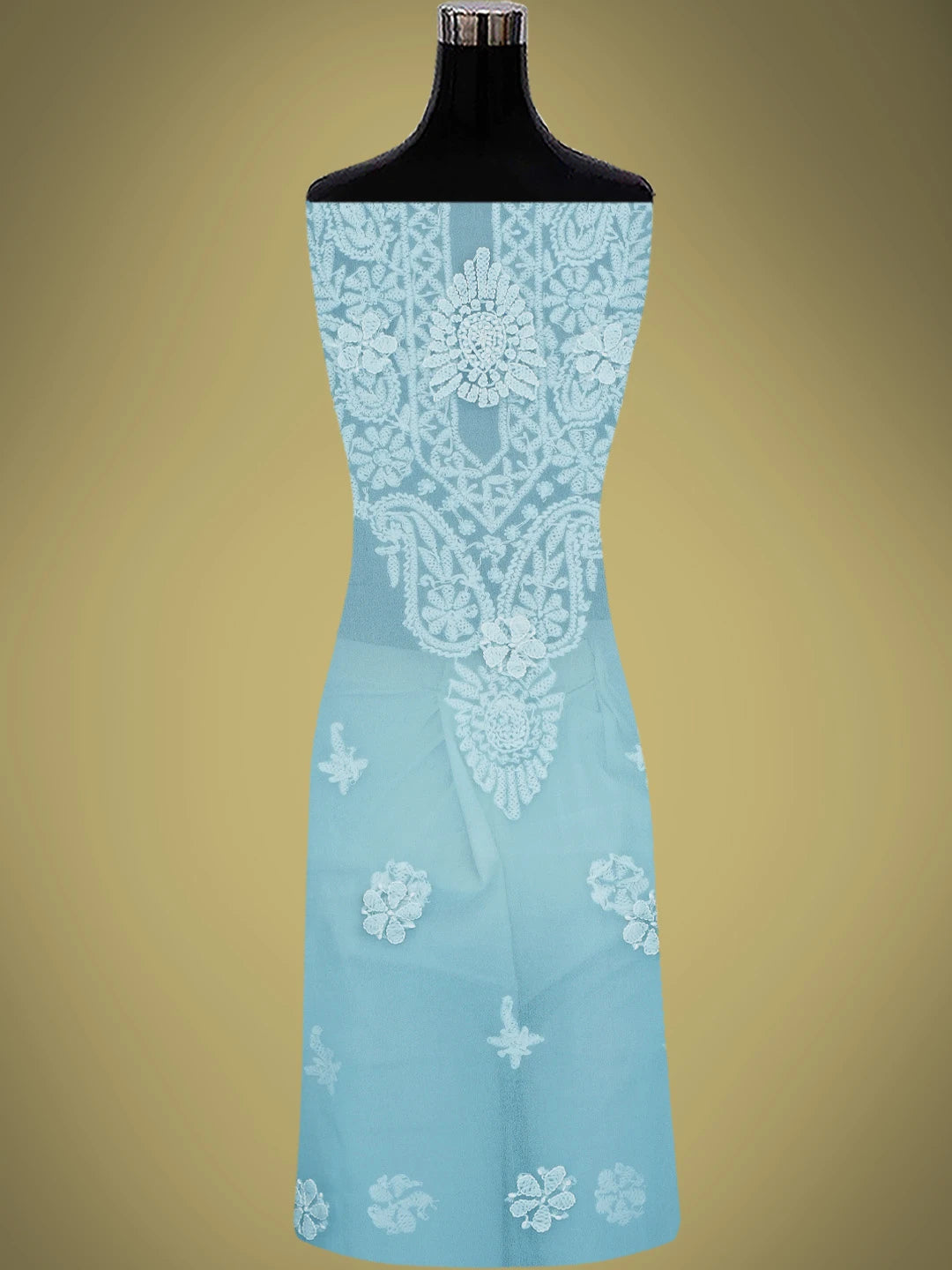 Ada Hand Embroidered Blue Georgette Lucknowi Chikankari Unstitched Suit Piece 01A798259