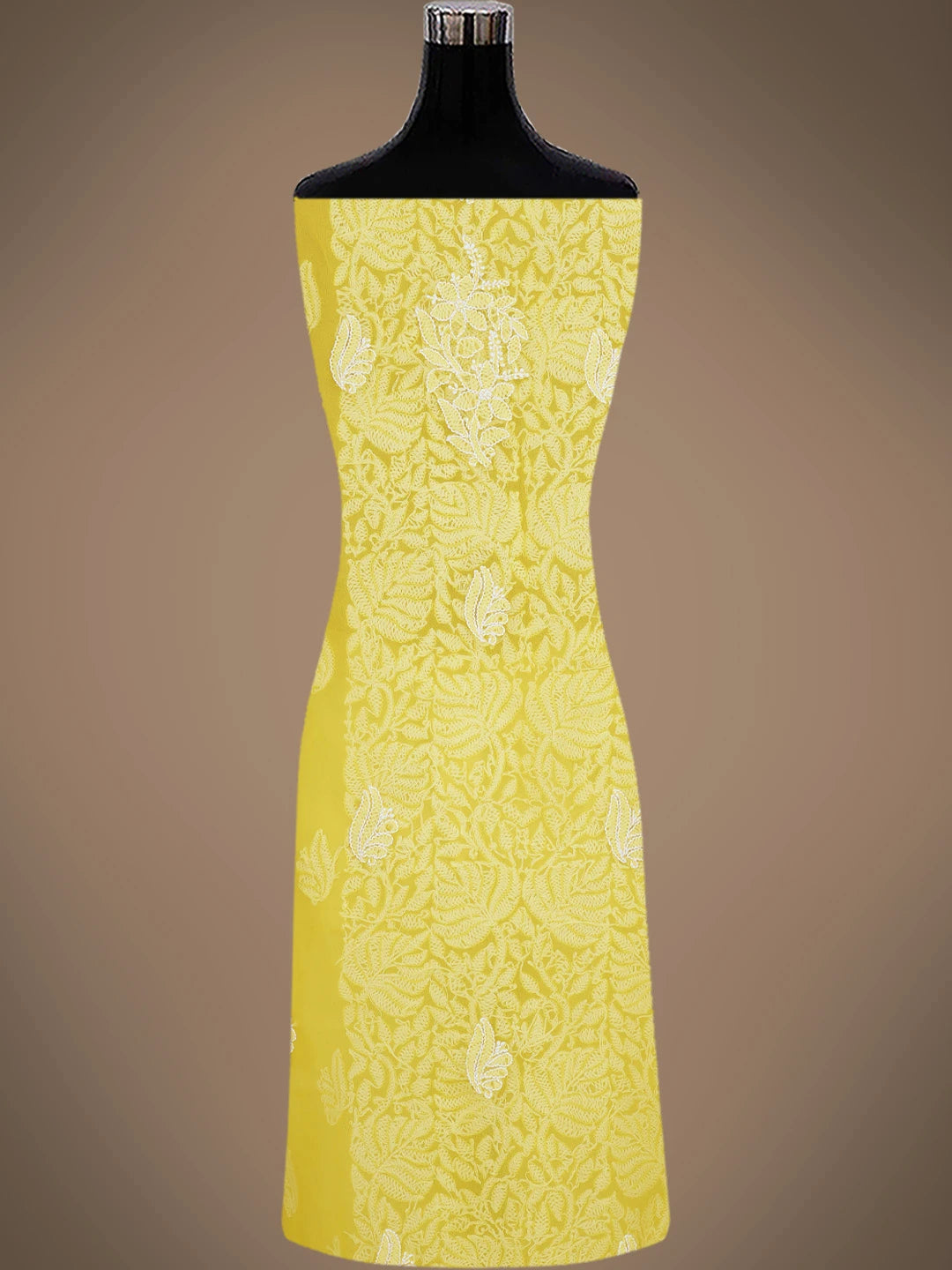 Ada Hand Embroidered Yellow Georgette Lucknowi Chikankari Unstitched Suit Piece 01A793504
