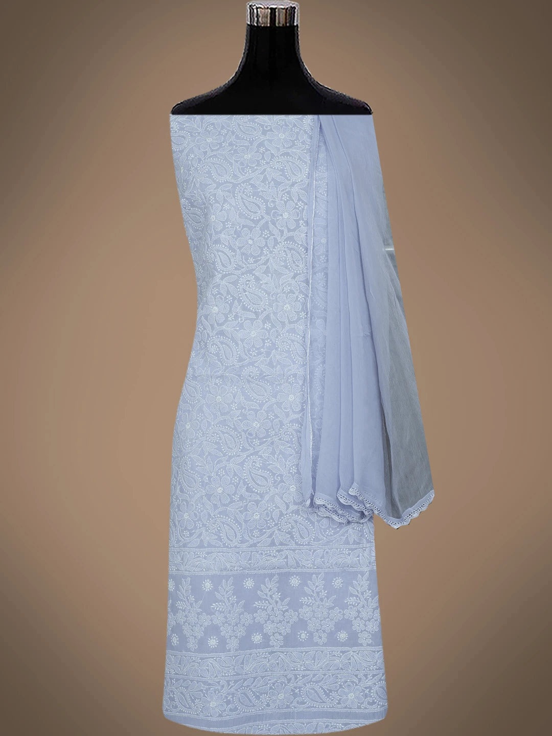 Ada Hand Embroidered Mauve Cotton Lucknowi Chikankari Unstitched Suit Piece 01A767847