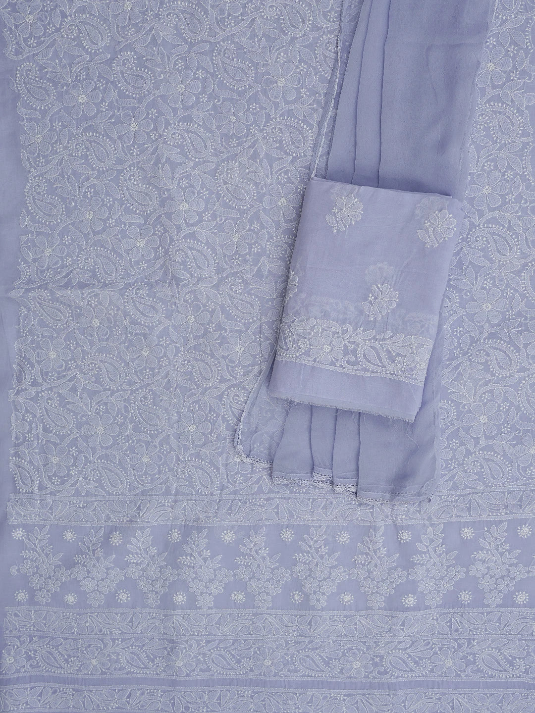 Ada Hand Embroidered Mauve Cotton Lucknowi Chikankari Unstitched Suit Piece 01A767847