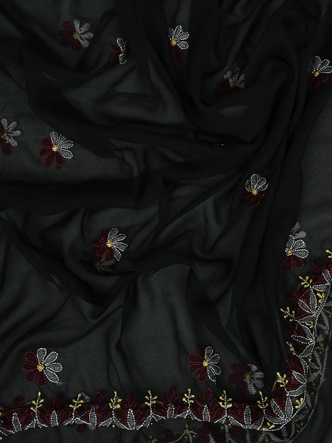 Ada Hand Embroidered Black Georgette Lucknowi Chikankari Unstitched Suit Piece 01A799935