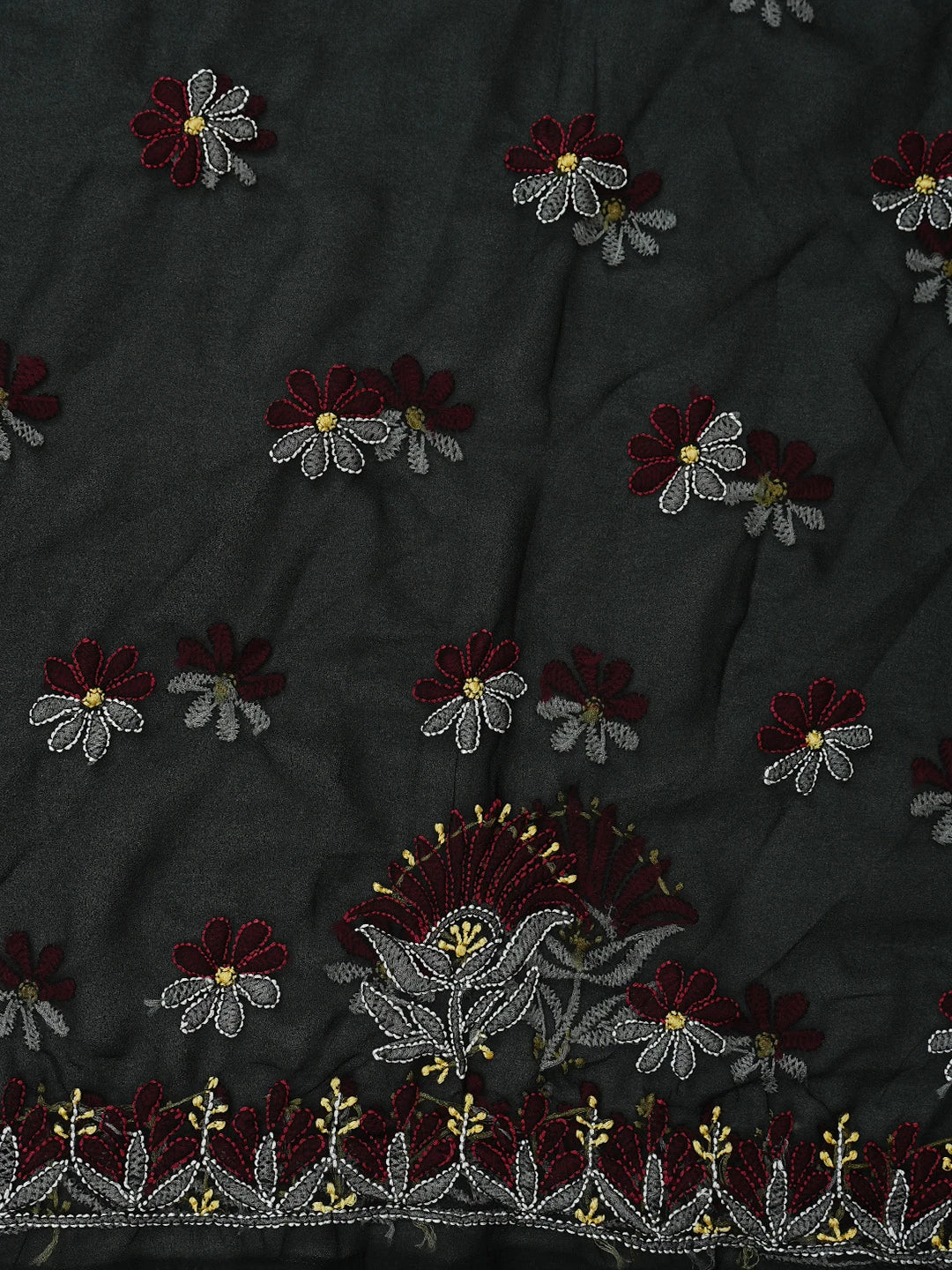 Ada Hand Embroidered Black Georgette Lucknowi Chikankari Unstitched Suit Piece 01A799935