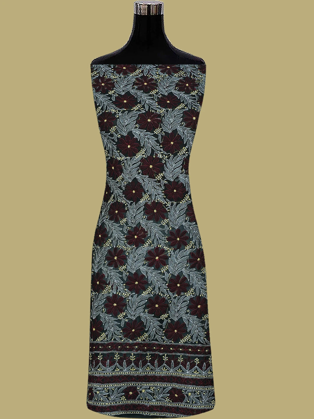 Ada Hand Embroidered Black Georgette Lucknowi Chikankari Unstitched Suit Piece 01A799935