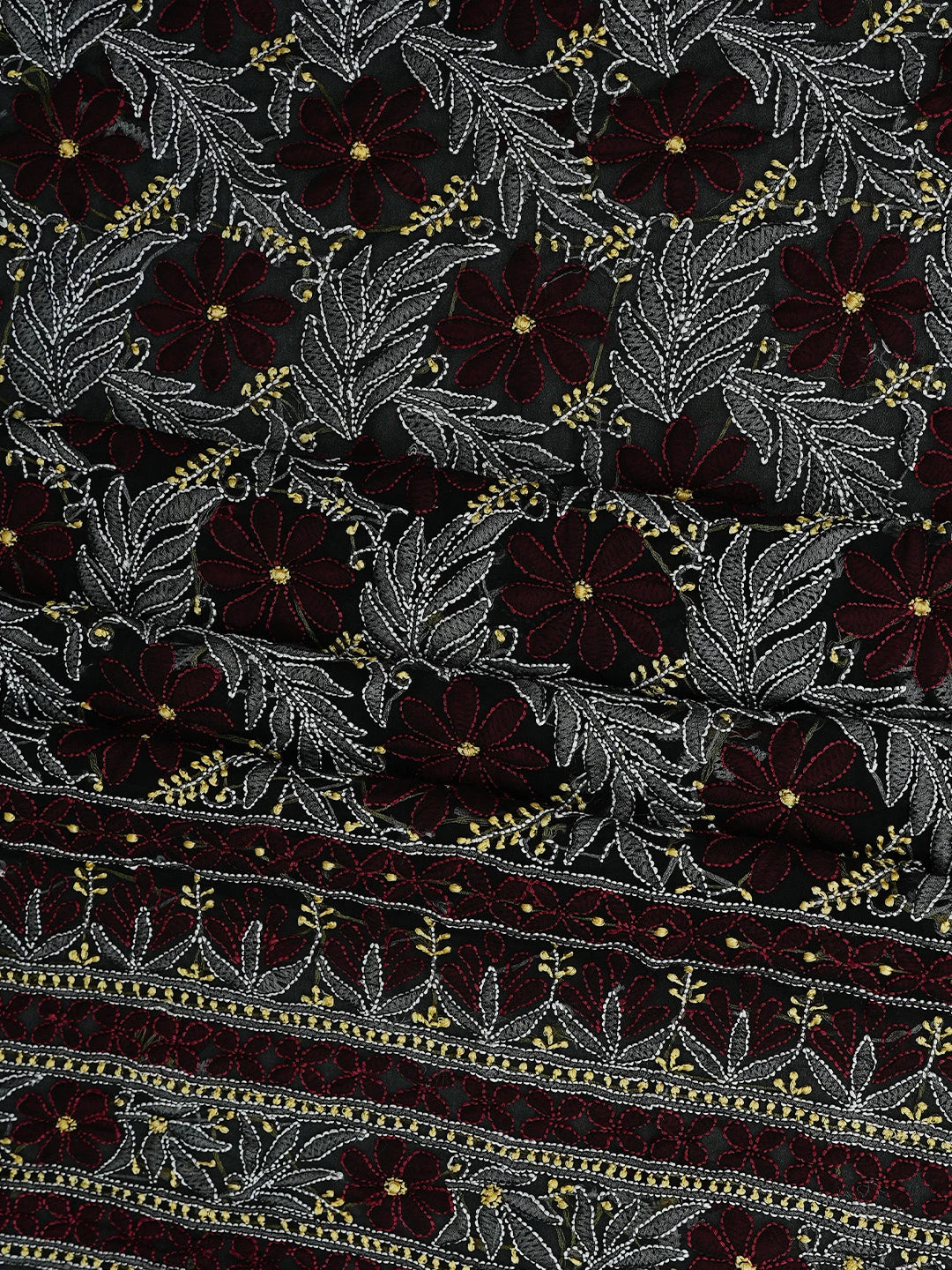 Ada Hand Embroidered Black Georgette Lucknowi Chikankari Unstitched Suit Piece 01A799935