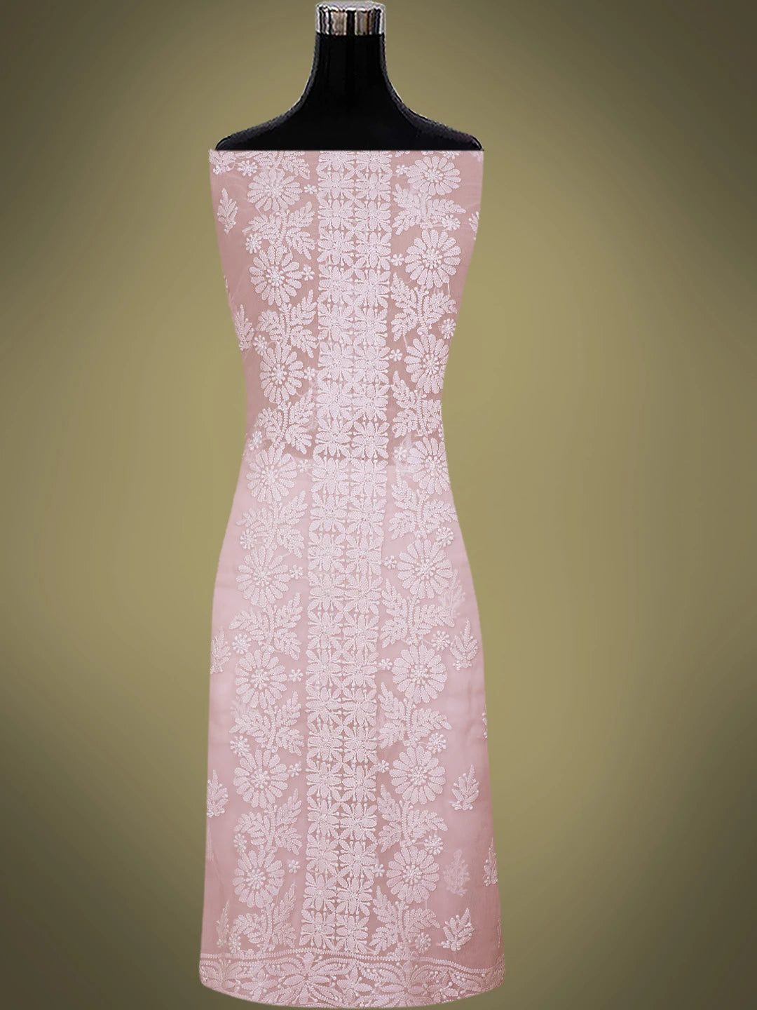 Ada Hand Embroidered Baby Pink Georgette Lucknowi Chikankari Unstitched Suit Piece 01A793518