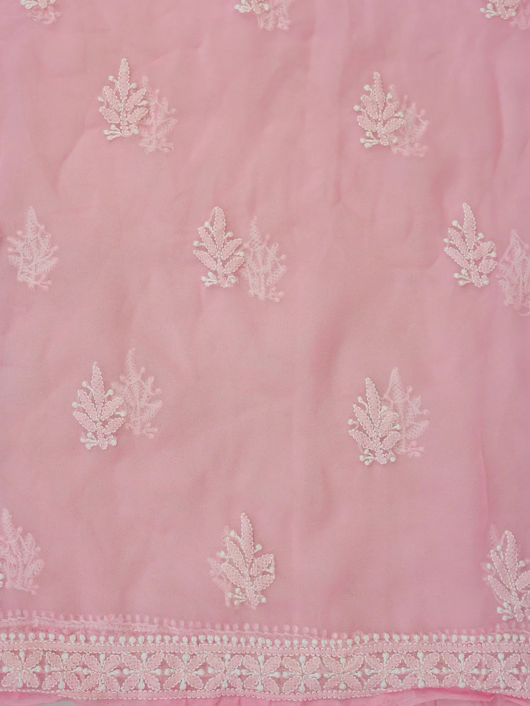 Ada Hand Embroidered Baby Pink Georgette Lucknowi Chikankari Unstitched Suit Piece 01A793518