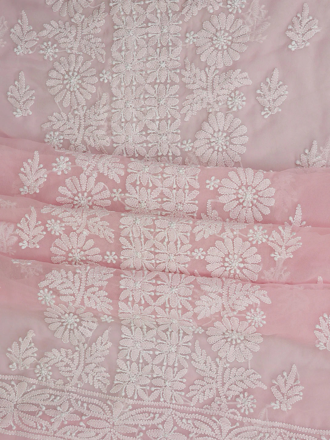 Ada Hand Embroidered Baby Pink Georgette Lucknowi Chikankari Unstitched Suit Piece 01A793518